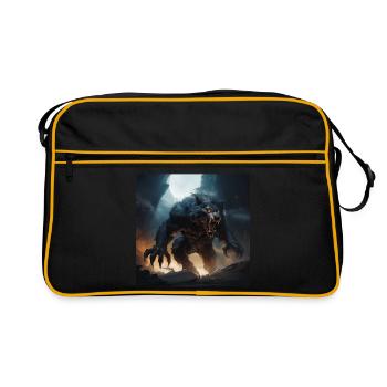classic Werewolf Monster in a comic style - Retro Tasche - Schwarz/Gold - Vorne
