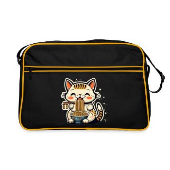 Chat ramen - Sac Retro - noir/or - Devant