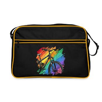 Vibrant Bicycle Art Print - Retro Bag - black/gold - Front