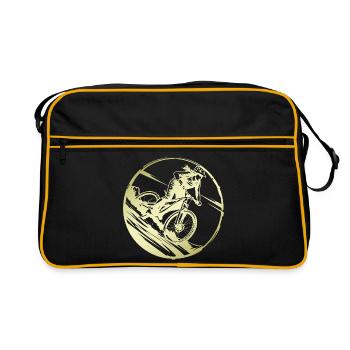 Mountainbike Fahrrad Silhouette - Retro Tasche - Schwarz/Gold - Vorne