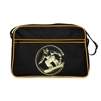 Snowboarder Silhouette - Retro Tasche - Schwarz/Gold - Vorne