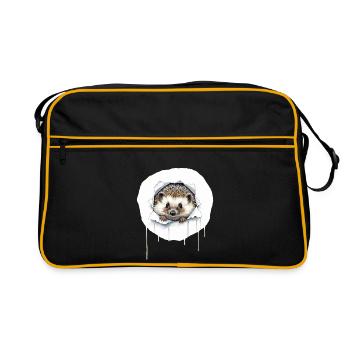 Un hérisson mignon sort de la fissure - Sac Retro - noir/or - Devant
