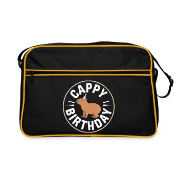 Capybara Anniversaire Cappy Anniversaire Drôle de capy - Sac Retro - noir/or - Devant