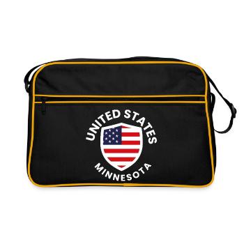 Patriotic USA Minnesota Shield Design - Retro Bag - black/gold - Front