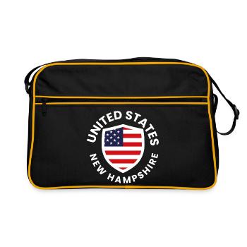 New Hampshire Shield with American Flag - Retro Bag - black/gold - Front