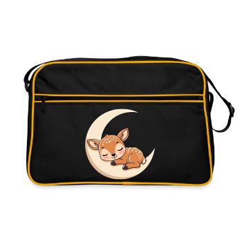 Mondruh Rehkitz Schlafen - Retro Tasche - Schwarz/Gold - Vorne