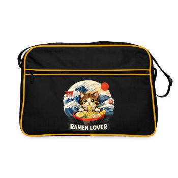 Cat Ramen Anime - Retro Bag - black/gold - Front