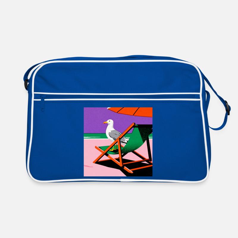Chaise de plage colorée et mouette Sac Retro