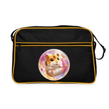 Colorful hamster in bubble ball - Retro Bag - black/gold - Front