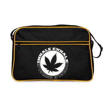 Logo rond de feuilles de cannabis - Sac Retro - noir/or - Devant