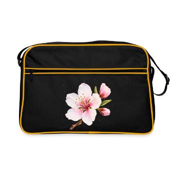Fleurs d’amandier, fleur rose de printemps, fleur de printemps - Sac Retro - noir/or - Devant