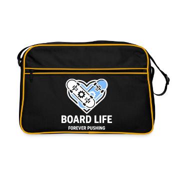 Vie de board, t-shirt de skateur stylé, sweat à capuche, sac - Sac Retro - noir/or - Devant
