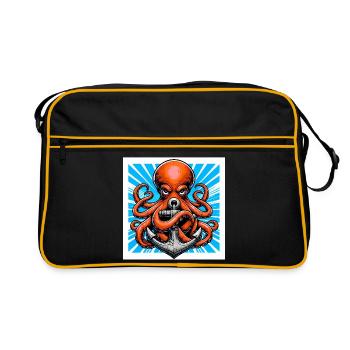 Un Poulpe embrasse une Ancre - Sac Retro - noir/or - Devant