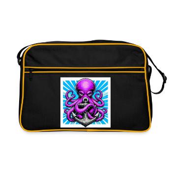Un Poulpe embrasse une Ancre - Sac Retro - noir/or - Devant