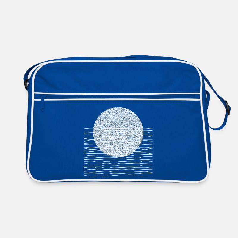 Monochrome Sun Over Waves Retro Bag