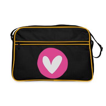 Rosy Heart Emblem on Circular Pink Field - Retro Bag - black/gold - Front