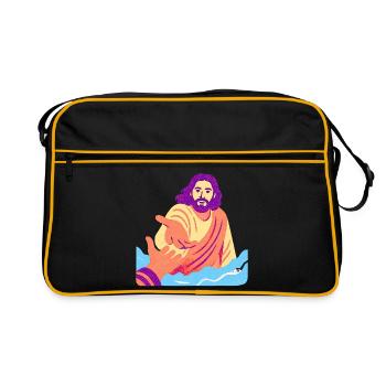 Jesus – Retro Pop Art - Retro Tasche - Schwarz/Gold - Vorne