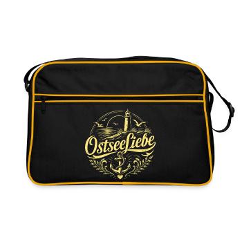 OstseeLiebe Leuchtturm Flair - Retro Tasche - Schwarz/Gold - Vorne