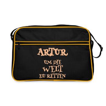 Retter Artur - Retro Tasche - Schwarz/Gold - Vorne