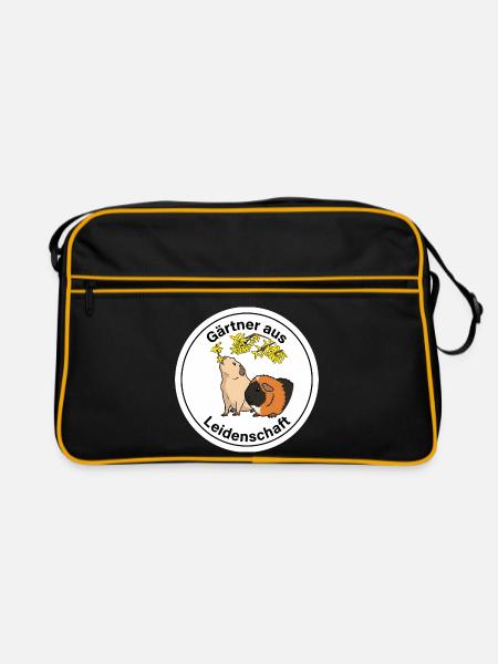 Meerschweinchen Gärtner Leidenschaft Deko - Retro Tasche - Schwarz/Gold
