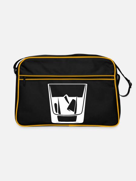 Whiskey Glas Geschenk Barkeeper Kellner - Retro Tasche - Schwarz/Gold