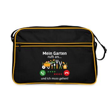 Mein garten ruft an ich muss gehen - Retro Tasche - Schwarz/Gold - Vorne