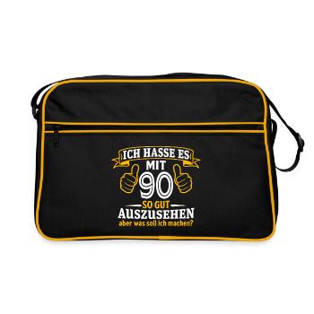 90 Jahre Geschenk 90. Geburtstag Lustig Geschenk - Retro Tasche - Schwarz/Gold - Vorne