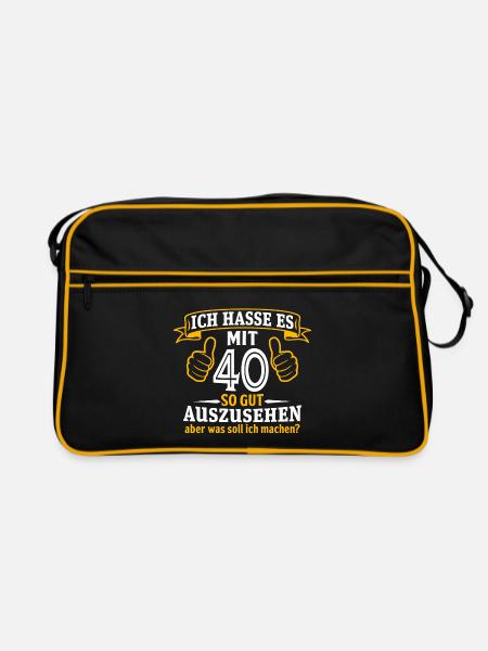 40 Jahre Geschenk 40. Geburtstag Lustig Geschenk - Retro Tasche - Schwarz/Gold - Vorne