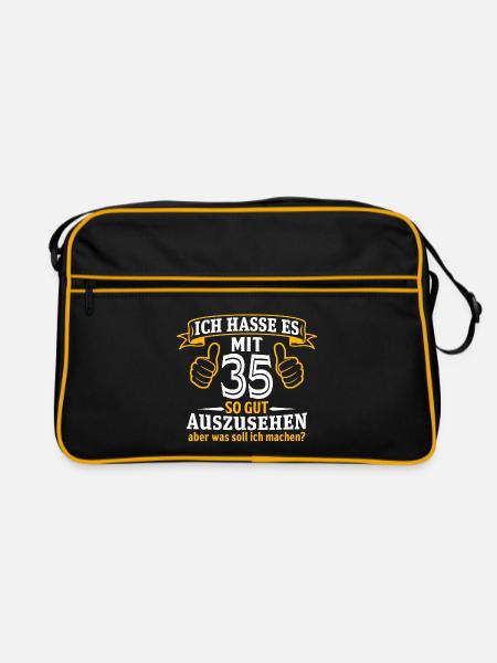 35 Jahre Geschenk 35. Geburtstag Lustig Geschenk - Retro Tasche - Schwarz/Gold - Vorne