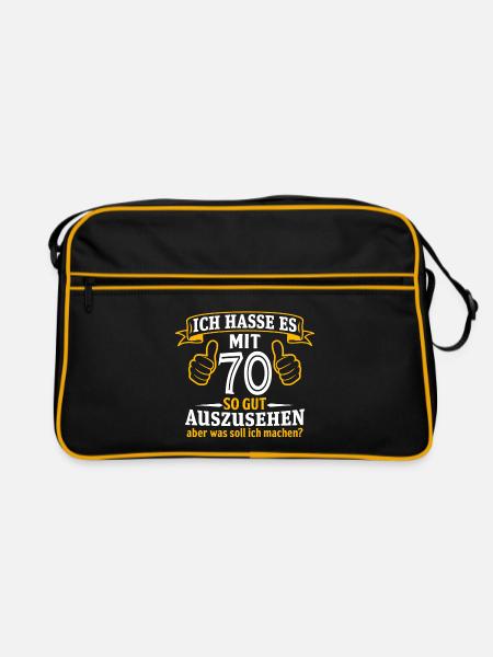 70 Jahre Geschenk 70. Geburtstag Lustig Geschenk - Retro Tasche - Schwarz/Gold - Vorne
