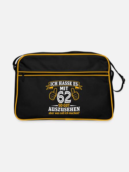 62 Jahre Geschenk 62. Geburtstag Lustig Geschenk - Retro Tasche - Schwarz/Gold - Vorne