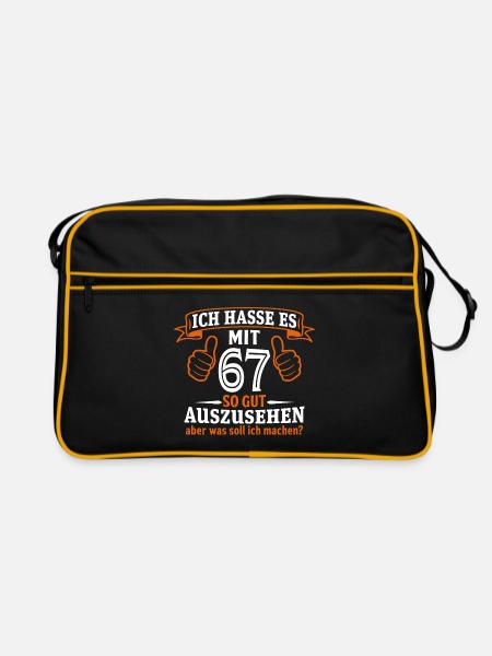 67 Jahre Geschenk 67. Geburtstag Lustig Geschenk - Retro Tasche - Schwarz/Gold - Vorne