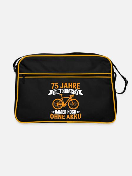 75. Geburtstag radfahrer fahrrad 75 jahre rennrad - Retro Tasche - Schwarz/Gold - Vorne