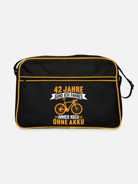 42. Geburtstag radfahrer fahrrad 42 jahre rennrad - Retro Tasche - Schwarz/Gold - Vorne