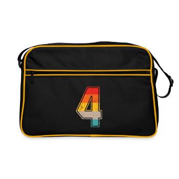 4 Jahre Retro Trikot Nummer 4 T shirt Nummer 4 - Retro Tasche - Schwarz/Gold - Vorne