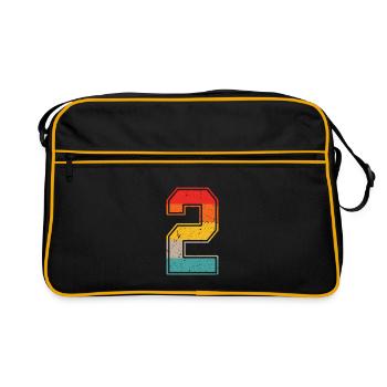 2 Jahre Retro Trikot Nummer 2 T-shirt Nummer 2 - Retro Tasche - Schwarz/Gold - Vorne