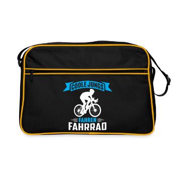 coole jungs fahren fahrrad fahrradfahrer jungs - Retro Tasche - Schwarz/Gold - Vorne