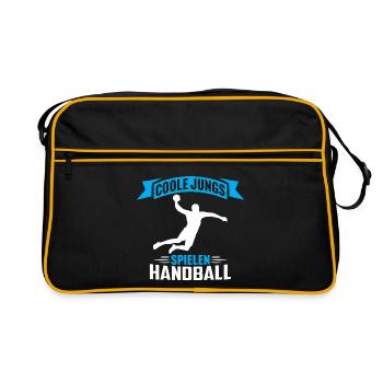 Coole jungs spielen handball handballer jungen - Retro Tasche - Schwarz/Gold - Vorne