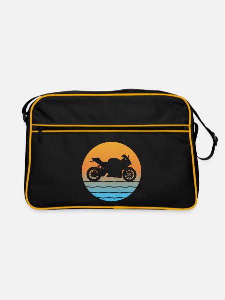 Sunset Motorcycle Biker Motorcyclist Motorsport - Retro Bag - black/gold - Front