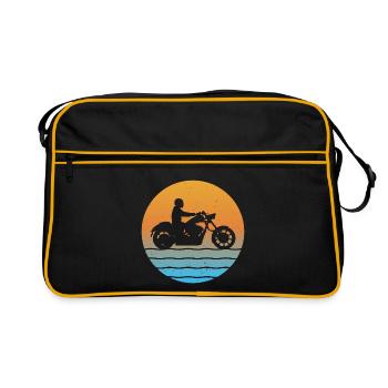 Chopper Motorcycle Cruiser Sunset Motorcyclist - Retro Bag - black/gold - Front
