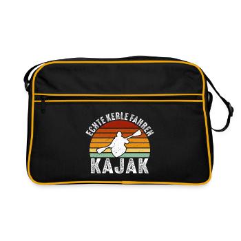 Echte Kerle Fahren Kajak - Retro Tasche - Schwarz/Gold - Vorne