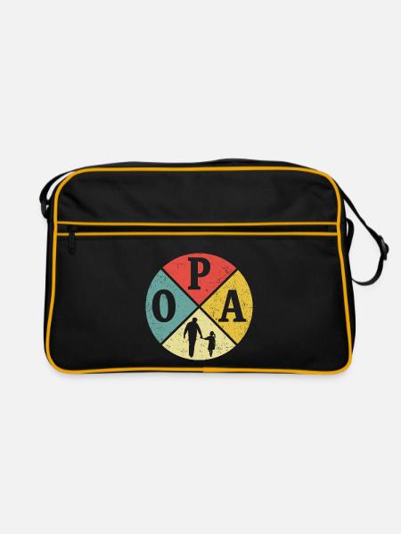 Opa und Enkelin Retro Großvater und Sohn - Retro Tasche - Schwarz/Gold