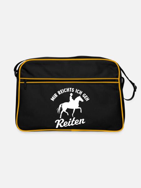 Mir reichts ich geh reiten - Retro Tasche - Schwarz/Gold - Vorne