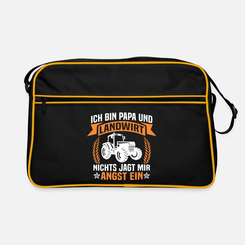ich bin papa und Landwirt - Retro Tasche - Schwarz/Gold