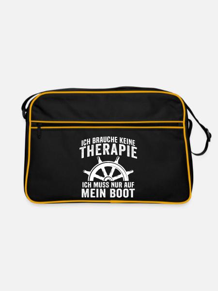 ich muss nur auf mein boot - Retro Tasche - Schwarz/Gold - Vorne