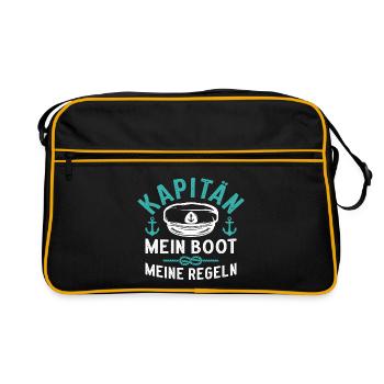 Kapitän Mein Boot Meine Regeln - Retro Tasche - Schwarz/Gold - Vorne