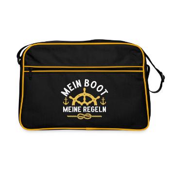 mein boot meine regeln bootfahren - Retro Tasche - Schwarz/Gold - Vorne
