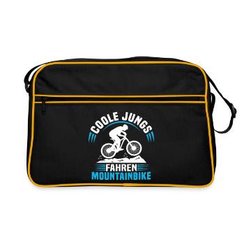 Coole jungs fahren mountainbike kinder jungen - Retro Tasche - Schwarz/Gold - Vorne