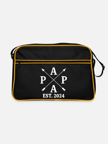 Papa Est. 2024 - Retro Tasche - Schwarz/Gold - Vorne