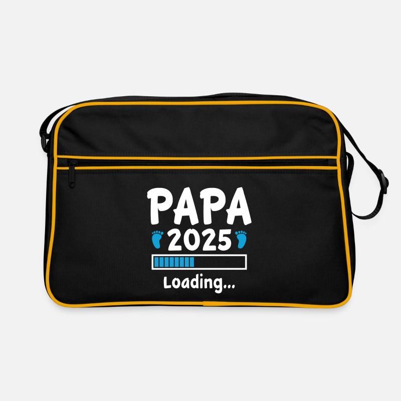 Papa Geschenk für werdende Vater Papa 2025 Loading - Retro Tasche - Schwarz/Gold
